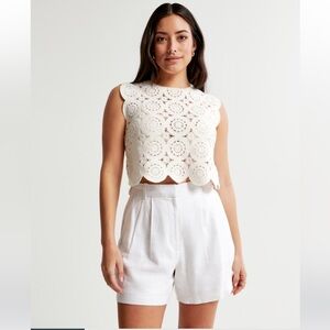 Abercrombie white linen blend shorts